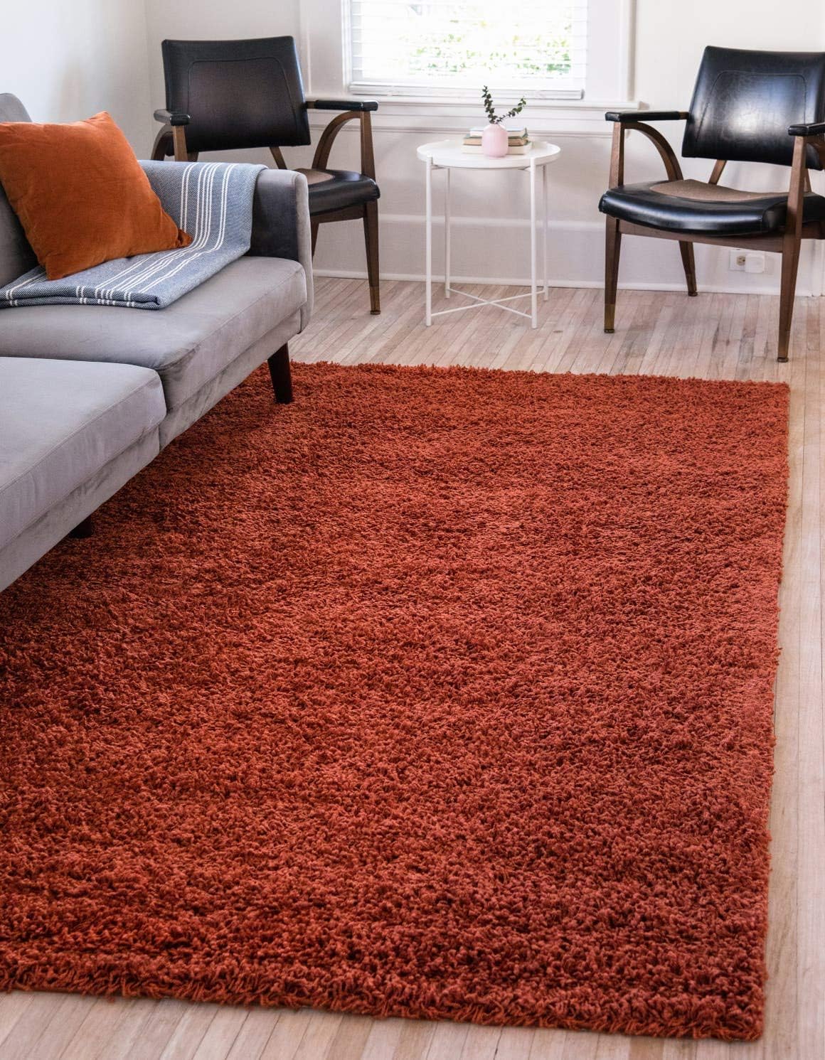 Unique Loom Solid Shag Collection Area Rug in Terracotta Color