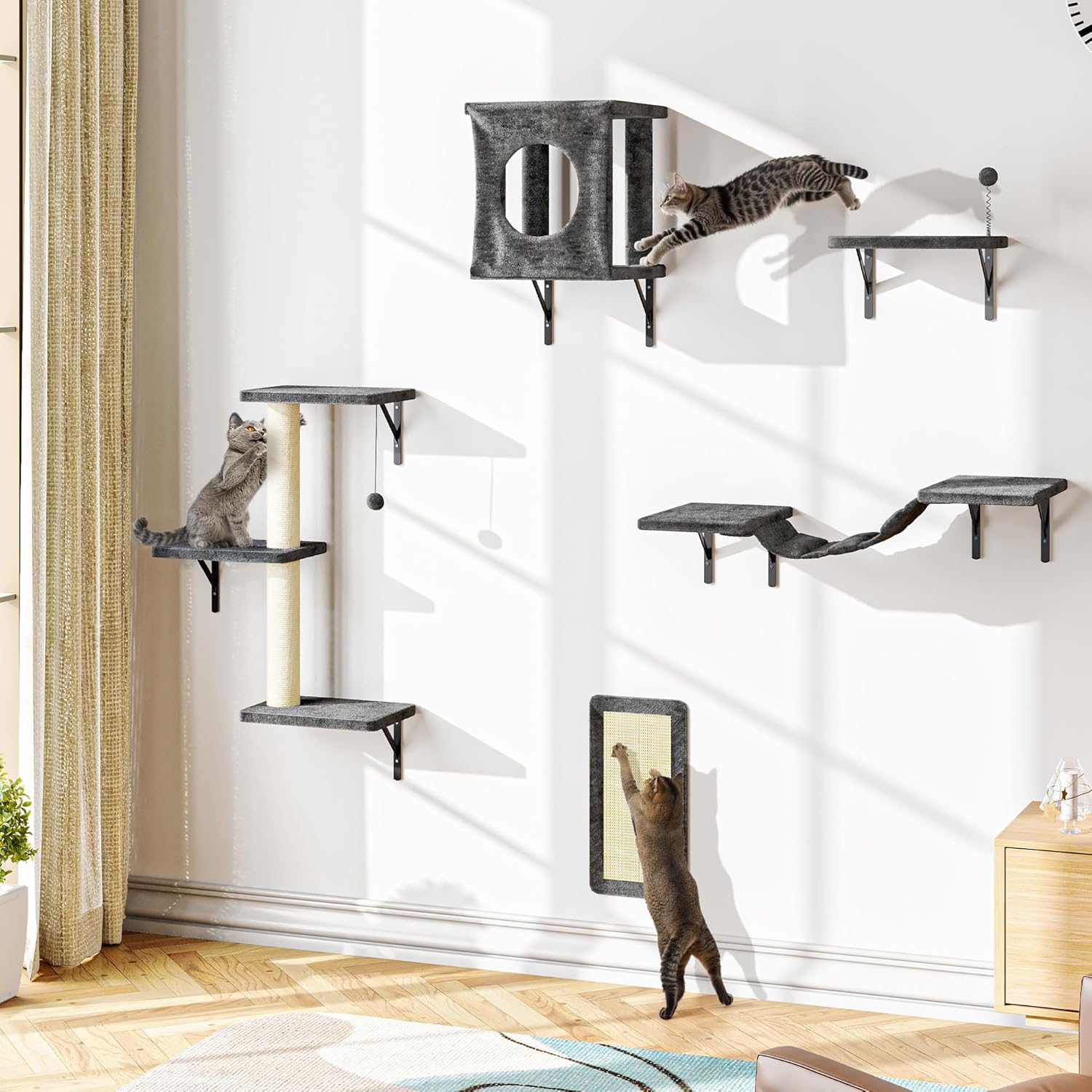 NUNU LAB Cat Wall Shelves Set for Climbing and Playing Fun