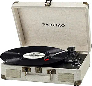 PAREIKO Retro Record Player with Bluetooth and Battery for Vinyl