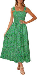 Boho Floral Tie Strap Maxi Dress - Flowy Summer Essential
