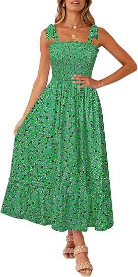 ZESICA Women's Boho Summer Floral Print Maxi Dress for Style