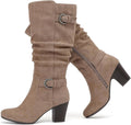 Women's Slouchy Knee High Boots with Chunky Heel (Style 9WW8)