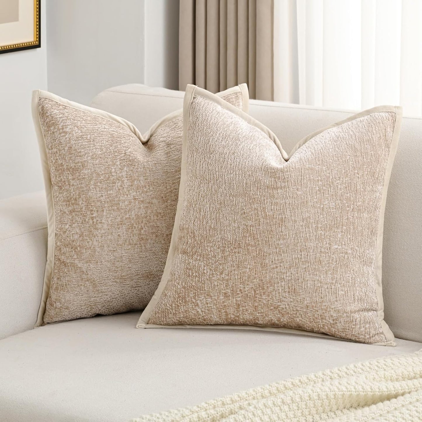 FUTEI Oatmeal Chenille Throw Pillow Covers for Cozy Home Decor