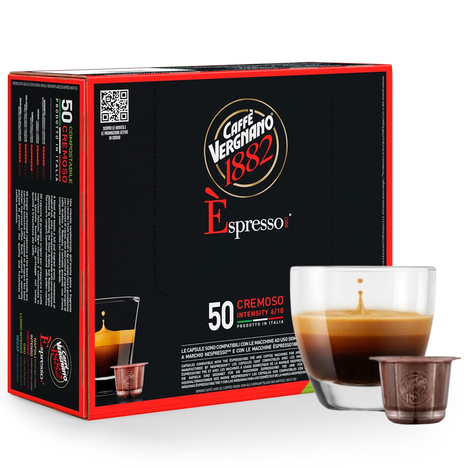 Caffe' Vergnano 1882 Medium Roast Espresso Capsules for Nespresso