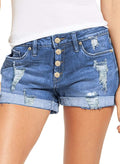 Women's Ripped High Waisted Denim Jean Shorts - Folded Hem