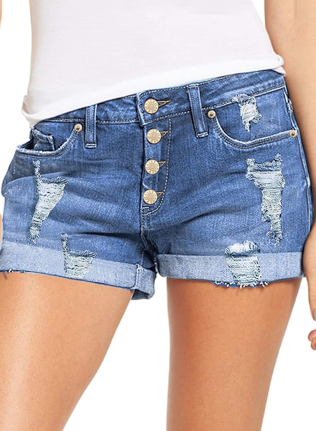 Luvamia Women's Ripped Denim Jean Shorts for Summer Style