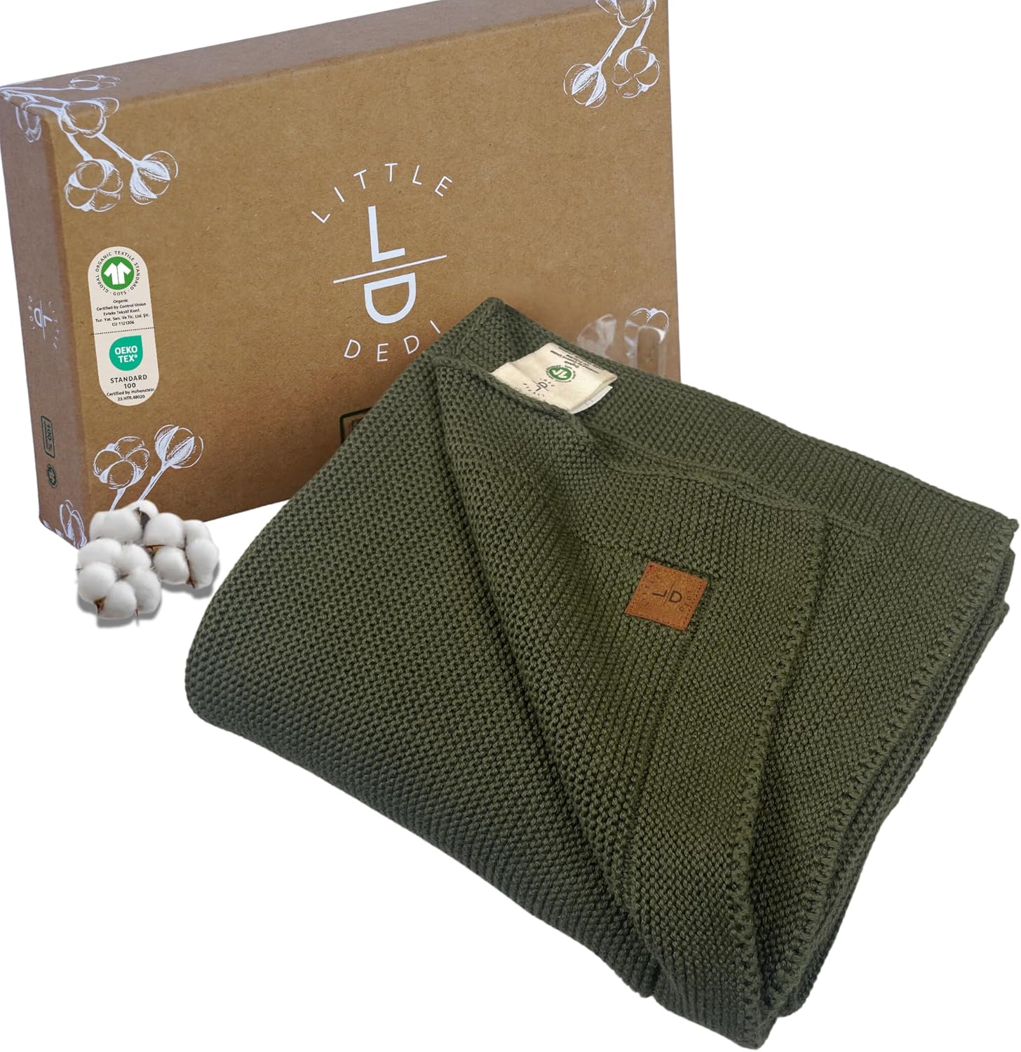 100% Organic Cotton Baby Knitted Blanket - Soft Toddler Blanket