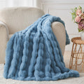 Lotus Karen Fuzzy Throw Blanket Blue - Cozy Bubble Faux Rabbit Fur
