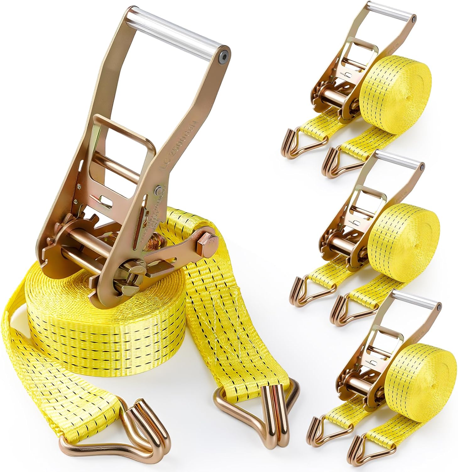 4Pack Heavy Duty Ratchet Straps 2 Inch x 20 Feet for Cargo