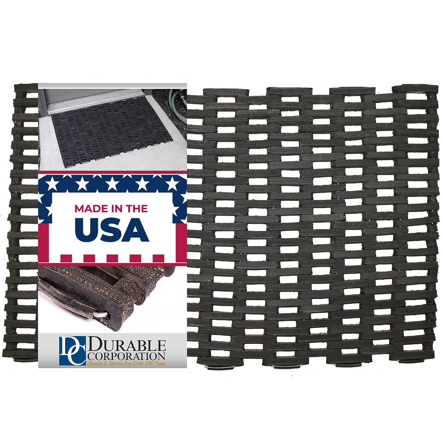 Durable Recycled Tire-Link Outdoor Entrance Mat for All Areas