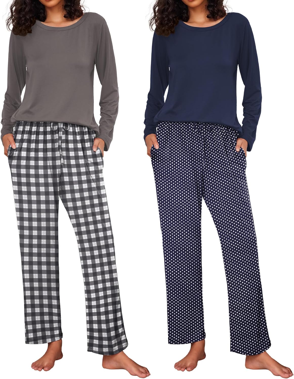 Ekouaer Women's Pajama Set Soft Long Sleeve Sleepwear Loungewear