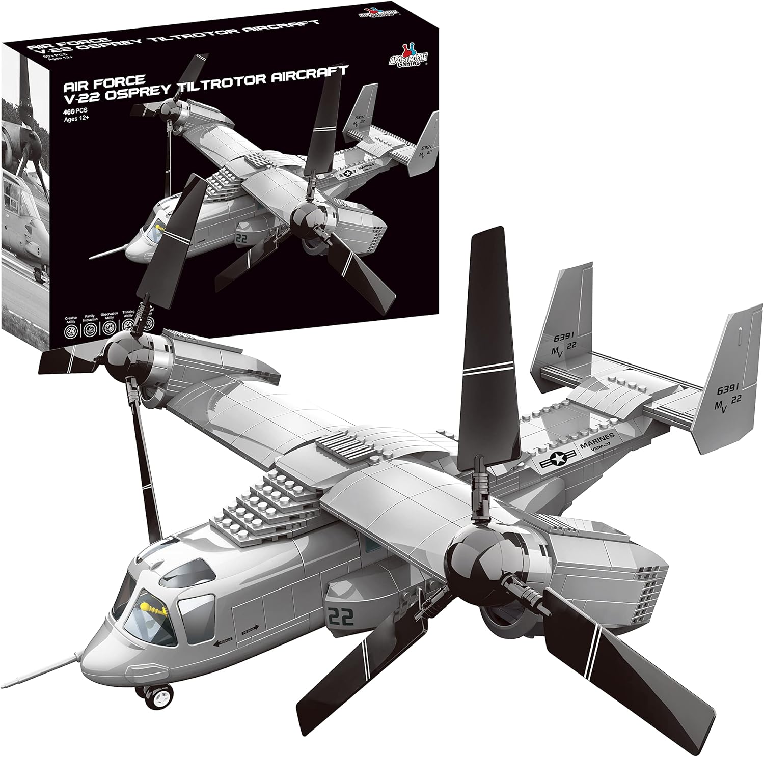 V-22 Osprey Tiltrotor Aircraft Building Block Set - 460 Pieces