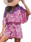 Lace Up Printed Summer Romper - Comfortable Wide Leg Mini Jumpsuit