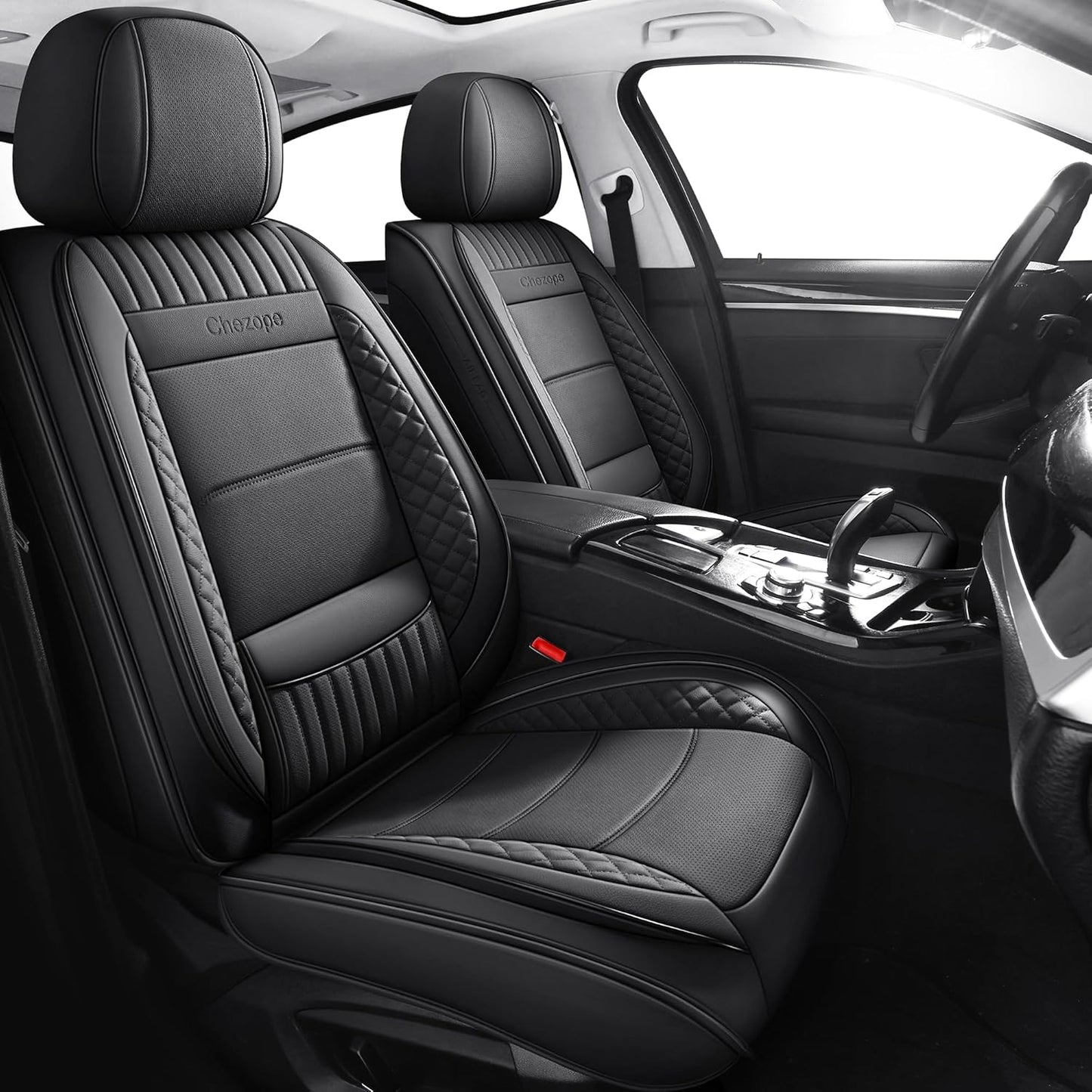 Chezope Front Pair Set Leather Car Seat Covers for Ultimate Comfort