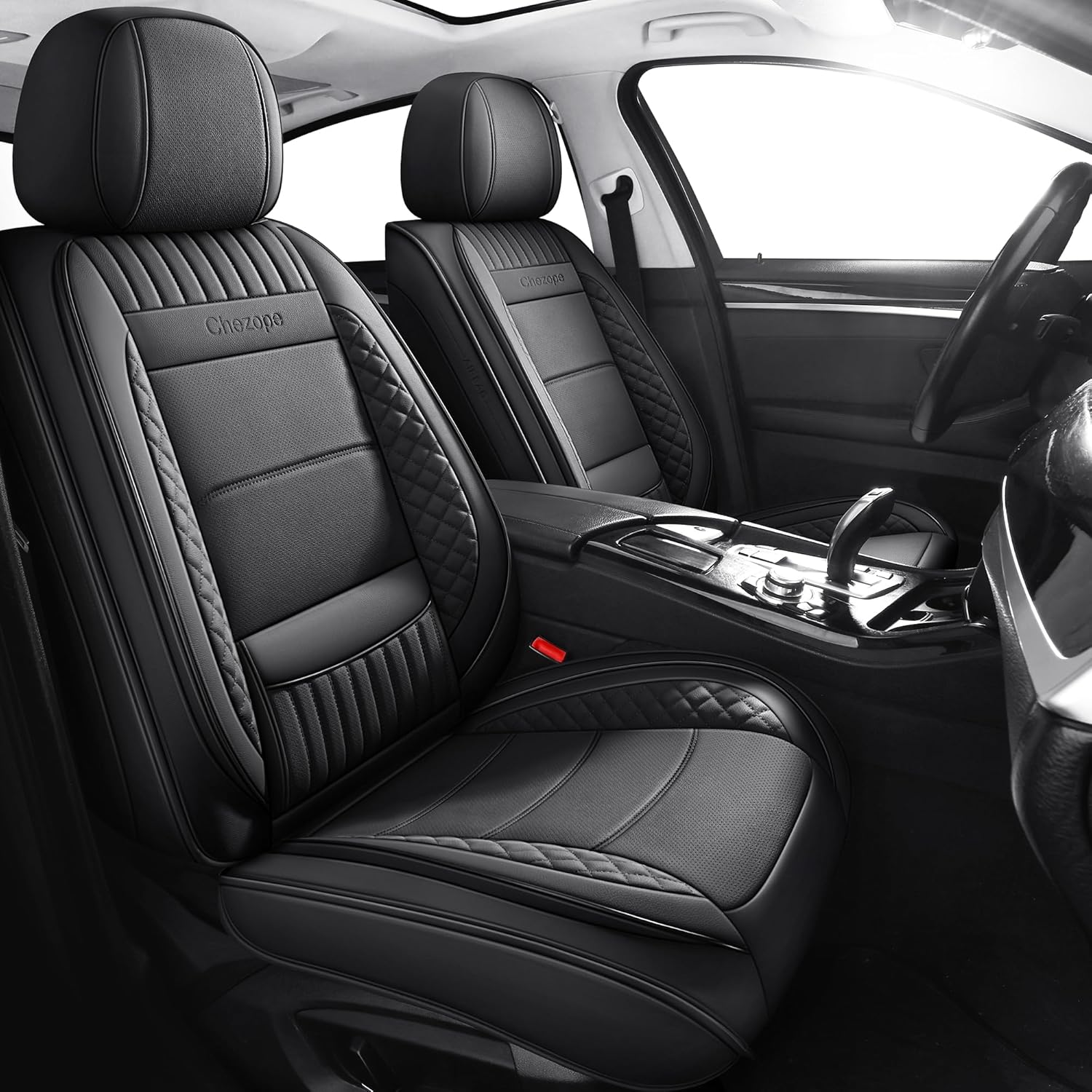 Chezope Front Pair Set Leather Car Seat Covers for Ultimate Comfort