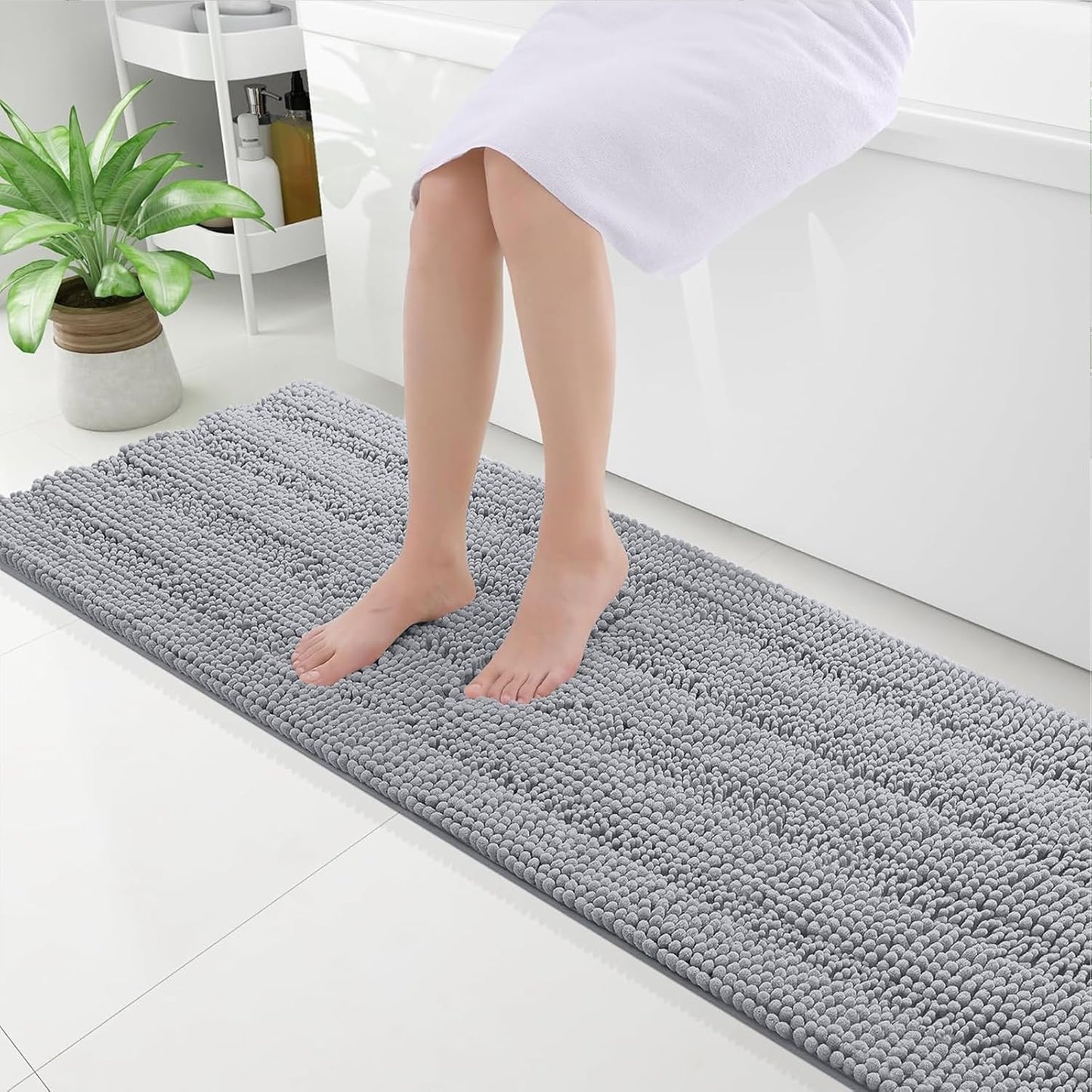 Grandaily Chenille Striped Bathroom Rugs for Luxurious Comfort