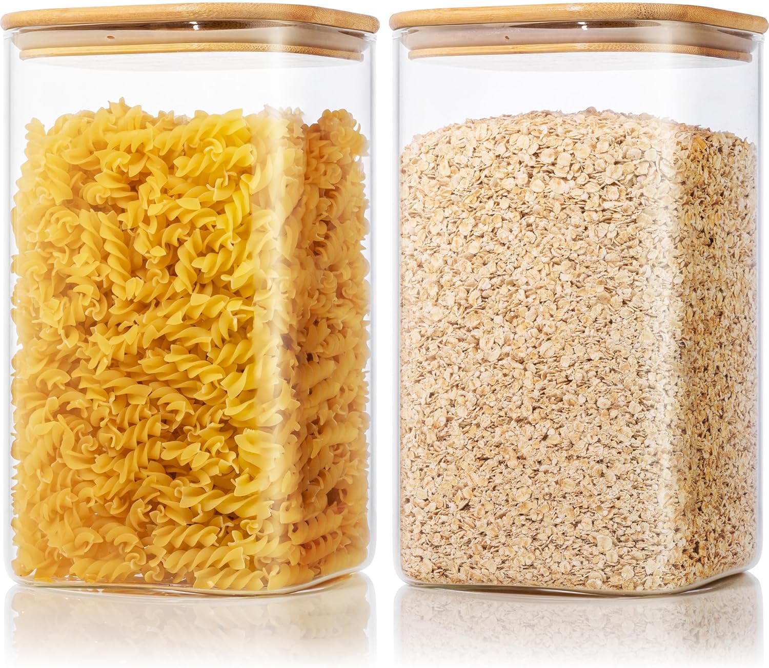 Extra Large Square Glass Storage Containers with Bamboo Lids