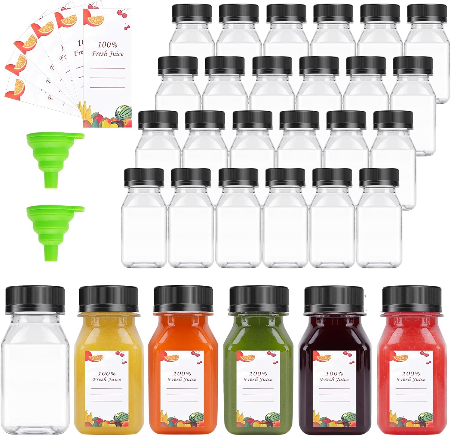 80pcs 4oz Juice Bottles with Caps for Juicing and Smoothies