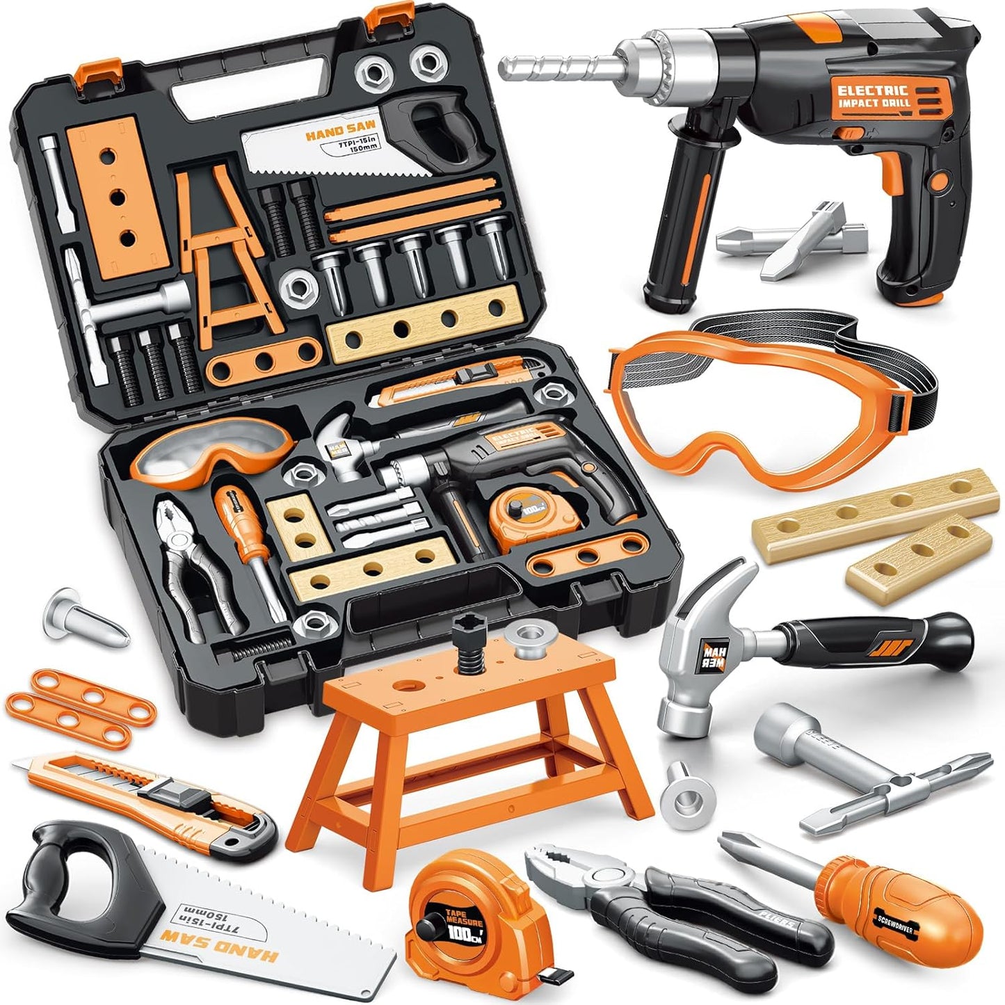 Kids Tool Set with Electronic Toy Drill for Creative Play
