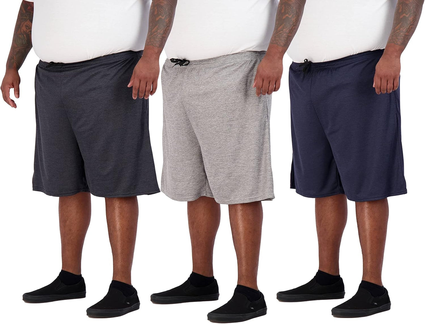 Real Essentials Men's Big & Tall 3-Pack Athletic Performance Shorts