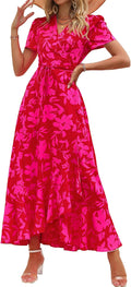PRETTYGARDEN Summer Maxi Dress Casual Wrap Floral Boho - Flowy Comfort