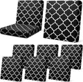 Patio Stretch Sofa Cushion Covers 8 Pcs - Stripe Outdoor Slipcovers