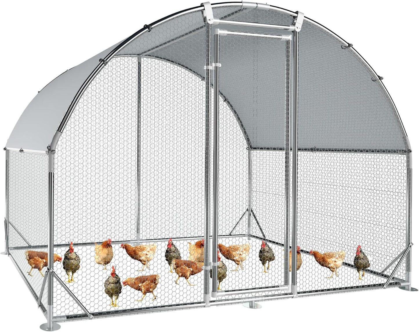 Large Metal Chicken Coop with Tri-Supporting Wire Mesh Design