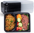 Takeout Containers 41 oz 2-Compartment 40 Pack - Reusable Meal Prep