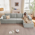 135in Cloud Sectional Couch L-Shape Chaise in Grey - Modular Comfort