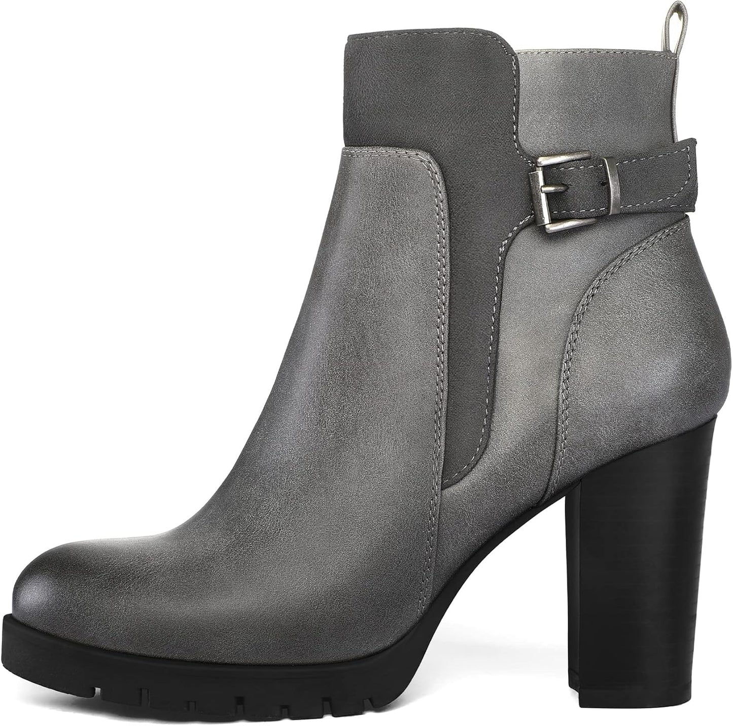 mysoft Women's Ankle Boots with Chunky Stacked Heel Design