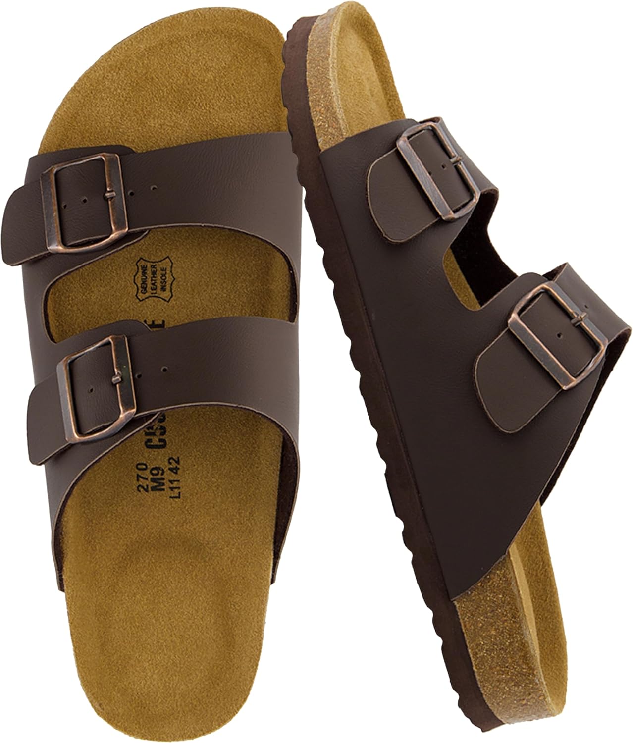 CUSHIONAIRE Lane Cork Footbed Mens Sandals for Summer Comfort