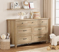 WAMPAT Wide Kids Dresser with 7 Drawers - Spacious Oak Nursery Dresser