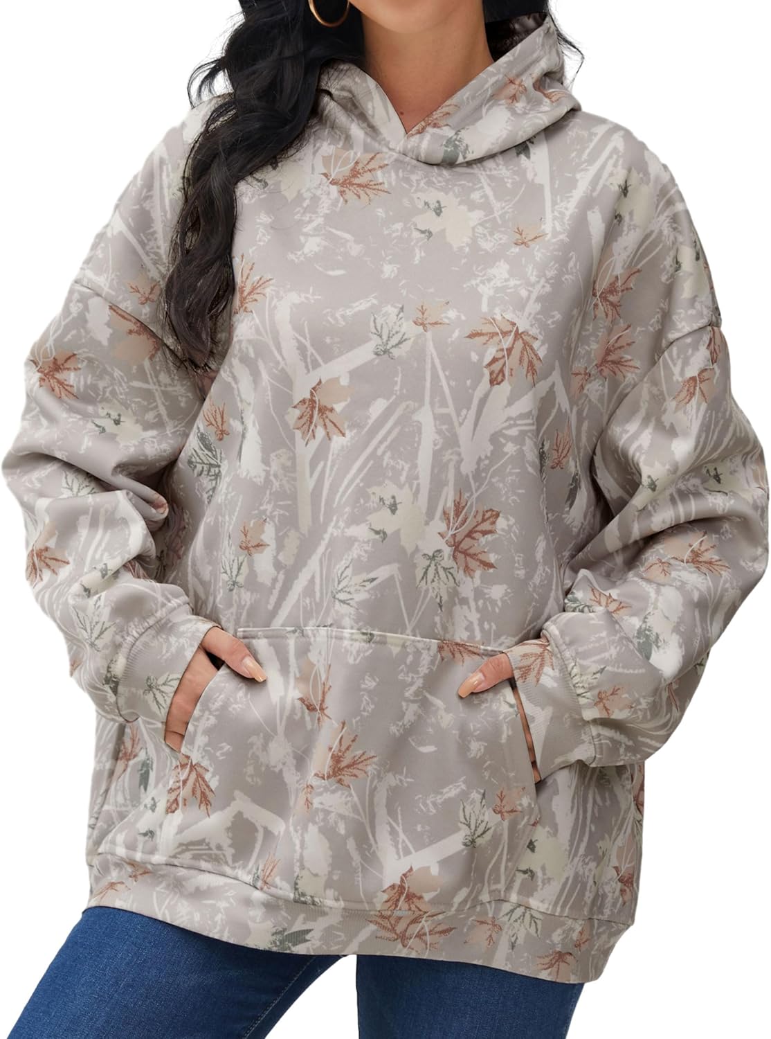 Women Camo Hoodies Oversized Fleece Sweatshirt for Fall Style