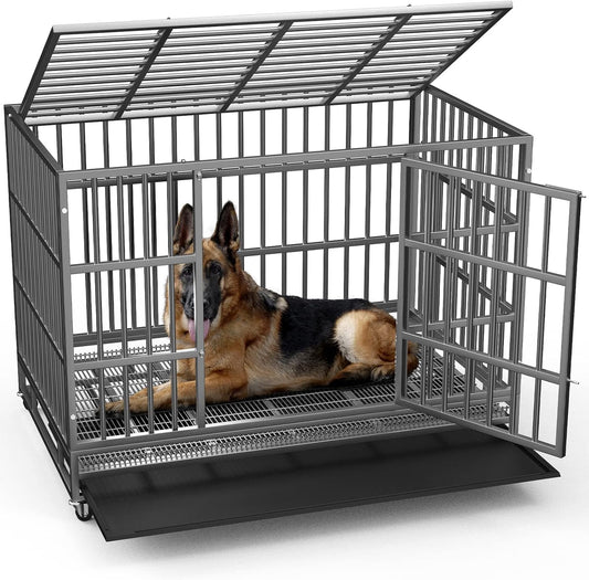 Indestructible 42 inch Heavy Duty Dog Crate for Large Dogs
