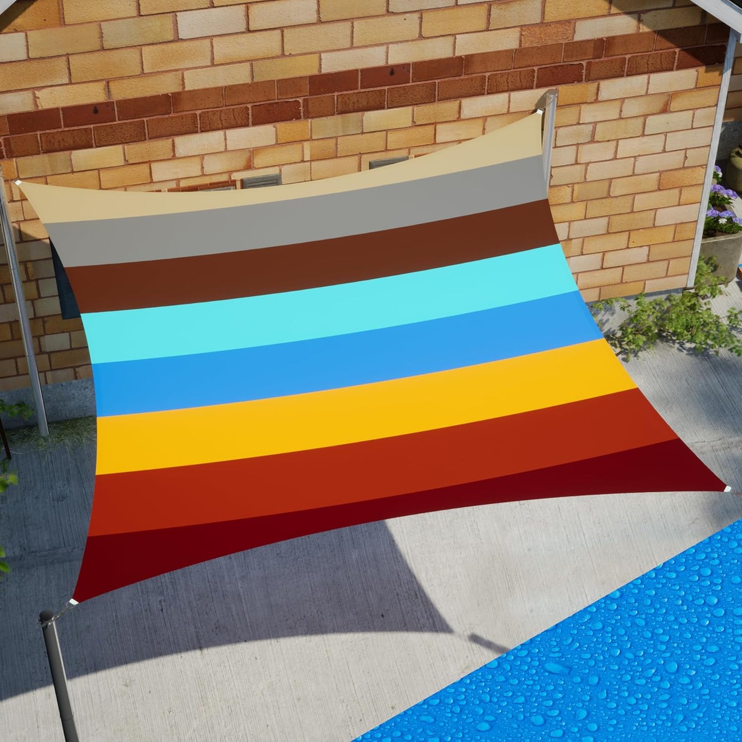 7ft x 19ft Rainbow Rectangle Waterproof Sun Shade Sail Canopy
