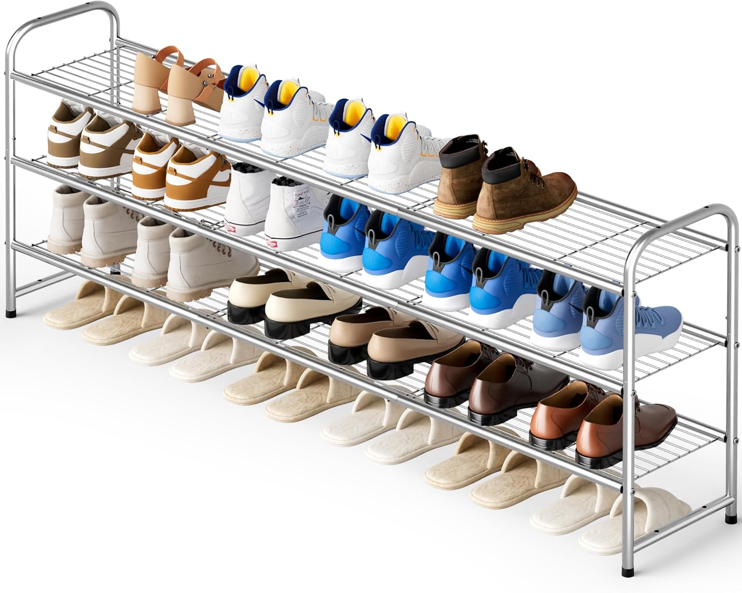 KEETDY 3-Tier Long Shoe Rack for Closet - Sturdy Shoe Organizer