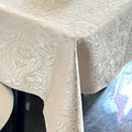 Rectangle Tablecloth Jacquard Textured Waterproof Dining Cloth - Milky