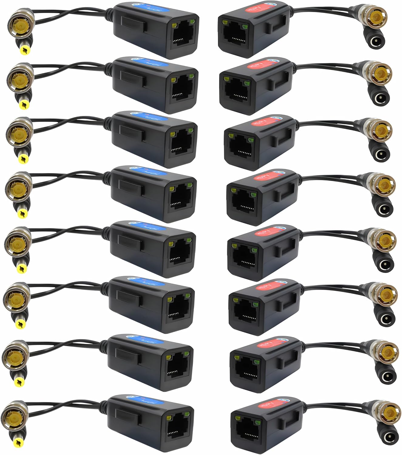 8 Pair Passive Video Balun BNC to RJ45 Adapter for Security
