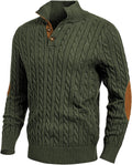 Men's Cable Knit Pullover Sweater with Stand Collar - Warm Fit
