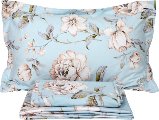 FADFAY Shabby Floral Bed Sheet Set for Cozy Winter Comfort