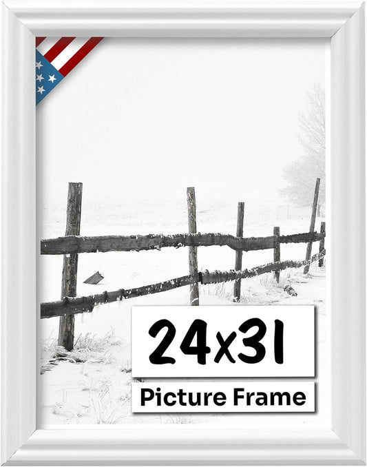 White 24x31 Picture Frame with UV-Blocking Plexiglass Finish