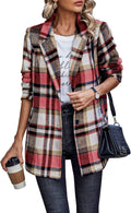 PRETTYGARDEN Women Plaid Shacket Jacket - Cozy Lightweight Fall Layer