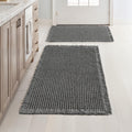 Waffle Bathroom Rugs Set of 2 - Super Absorbent Dark Grey