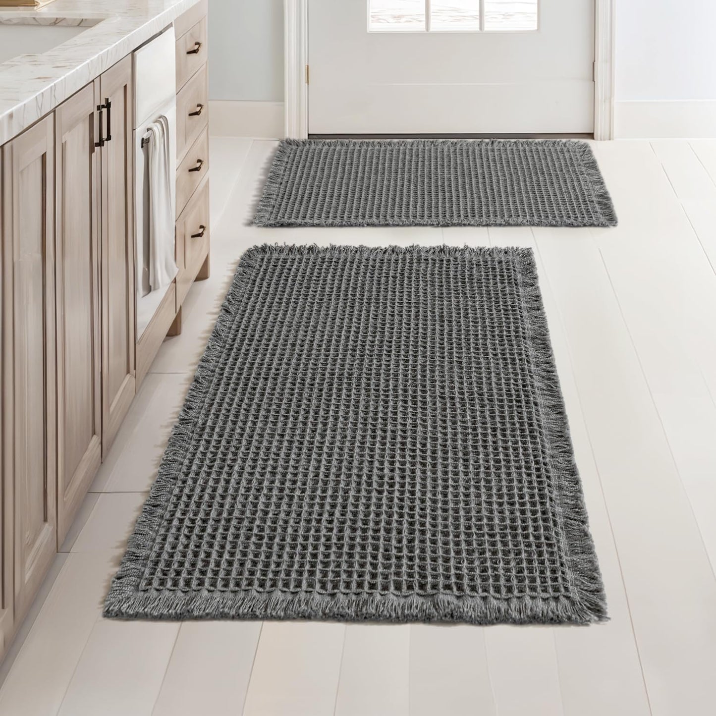 MIULEE Set of 2 Waffle Bathroom Rugs for Ultimate Comfort
