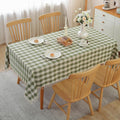 Green and White Checkered Tablecloth 55x106 in - Gingham Cotton Linen