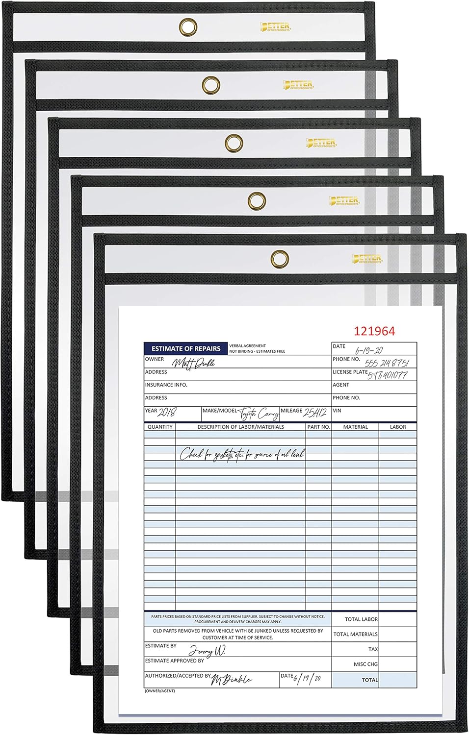 Clear Stitched Shop Ticket Holders, 9x12, 25 Pack