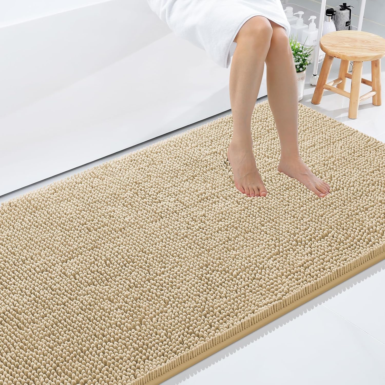 Smiry Luxury Chenille Bathroom Rugs for Soft Comfort and Style