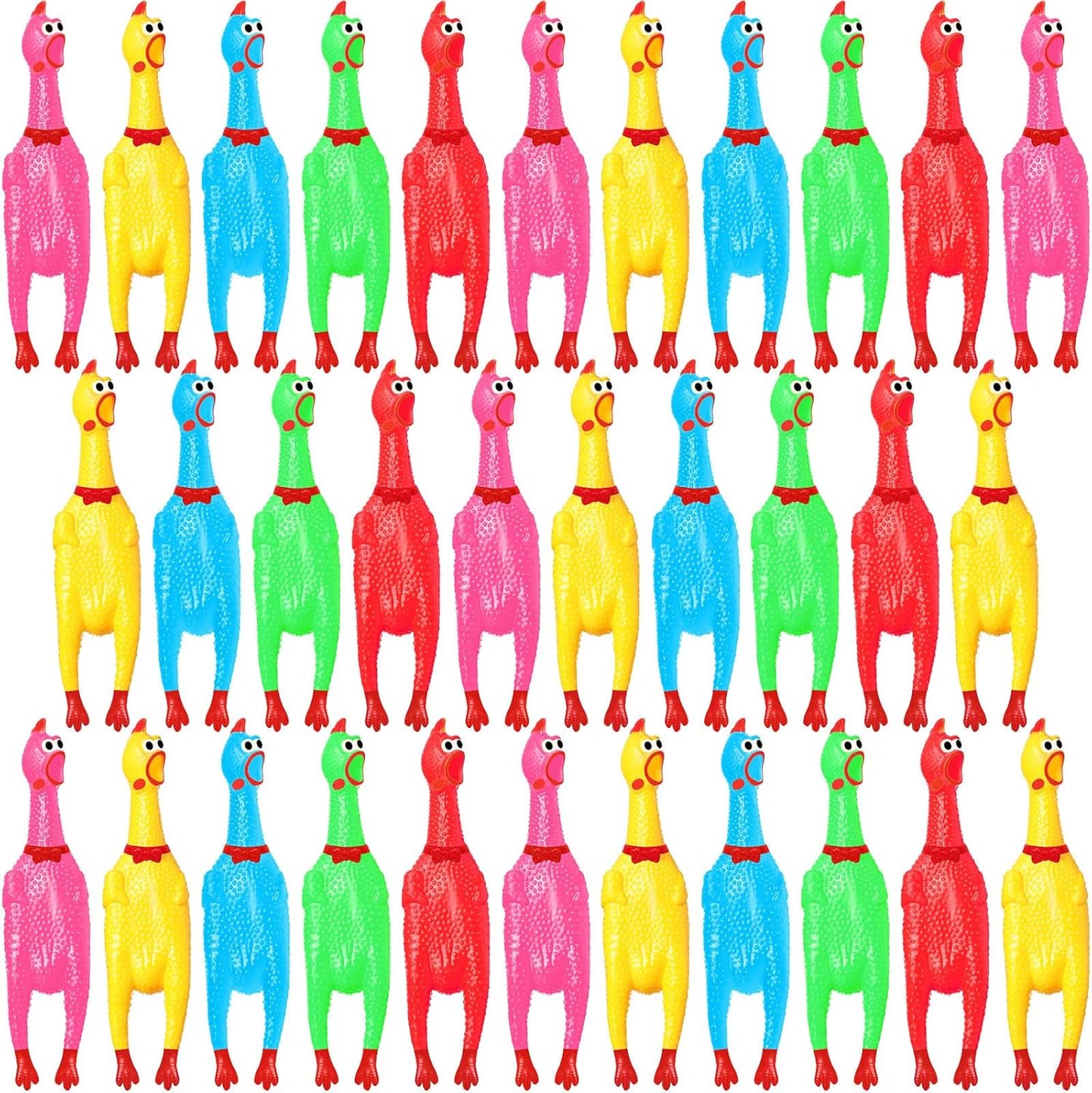 Screaming Chicken Dog Toy 32 Pcs 12 in Rubber Squeaky Fun