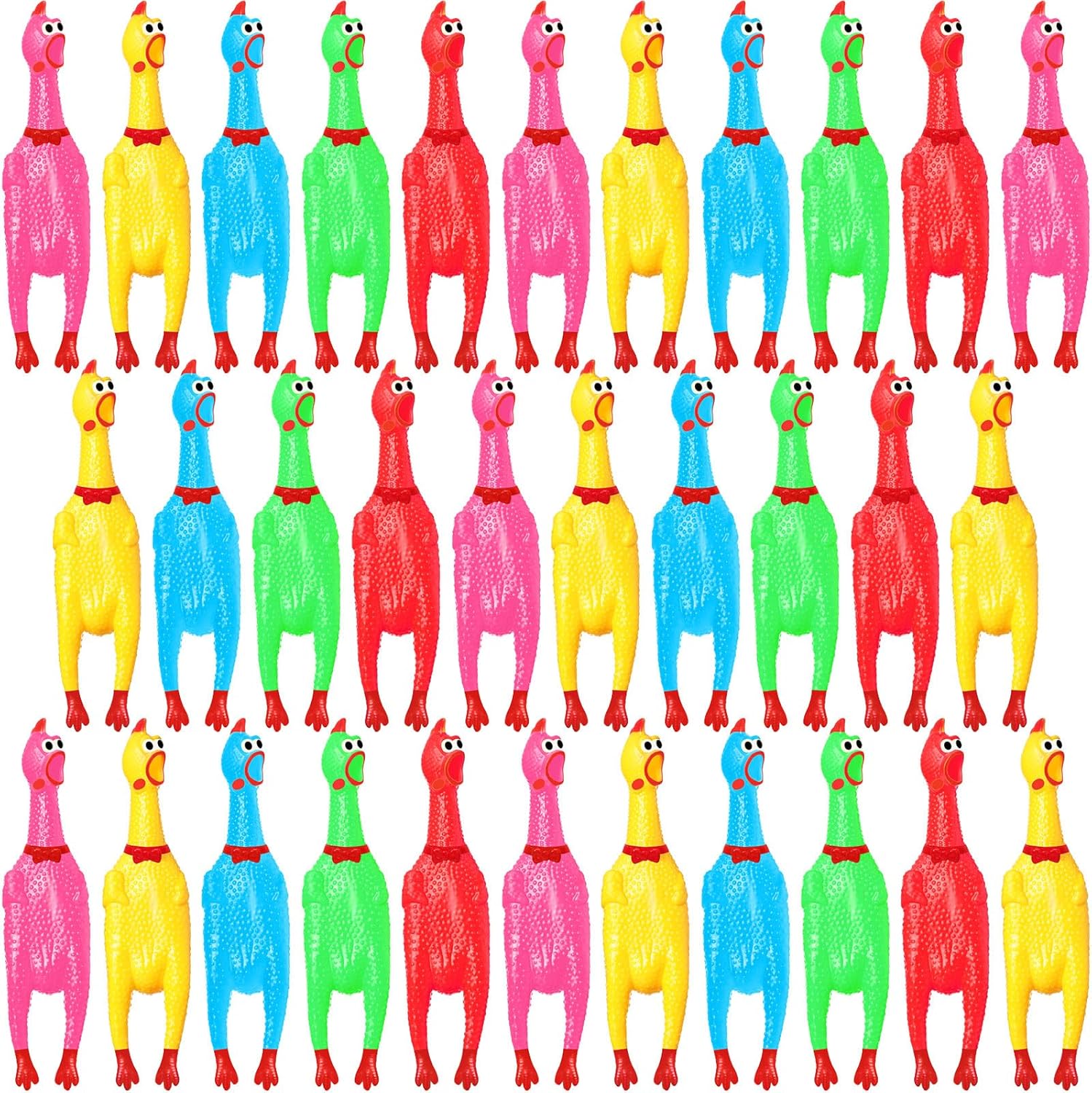 Screaming Chicken Dog Toy 32 Pcs 12 in Rubber Squeaky Fun