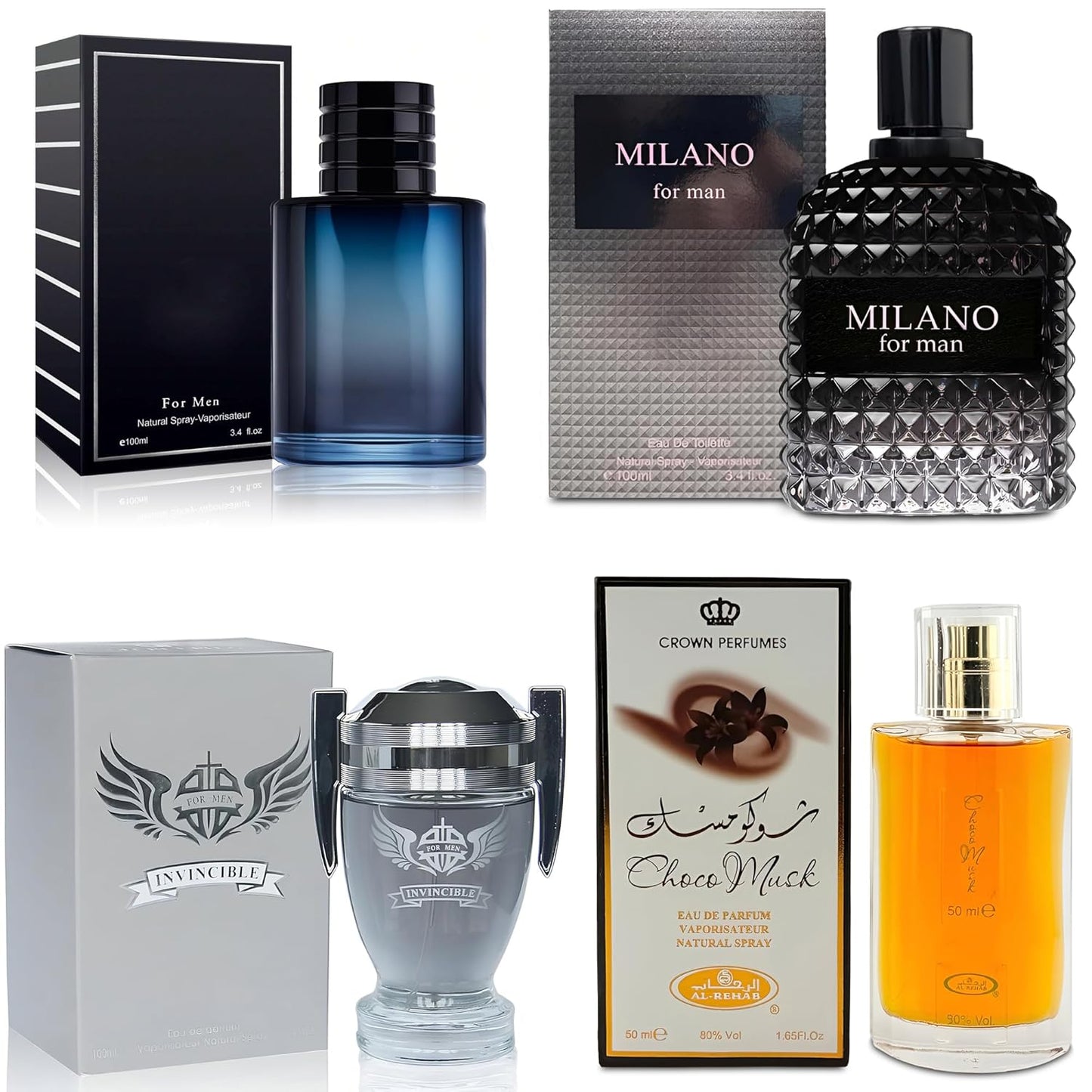 4-Piece Cologne Set for Men with Woody, Spicy, Citrus Scents